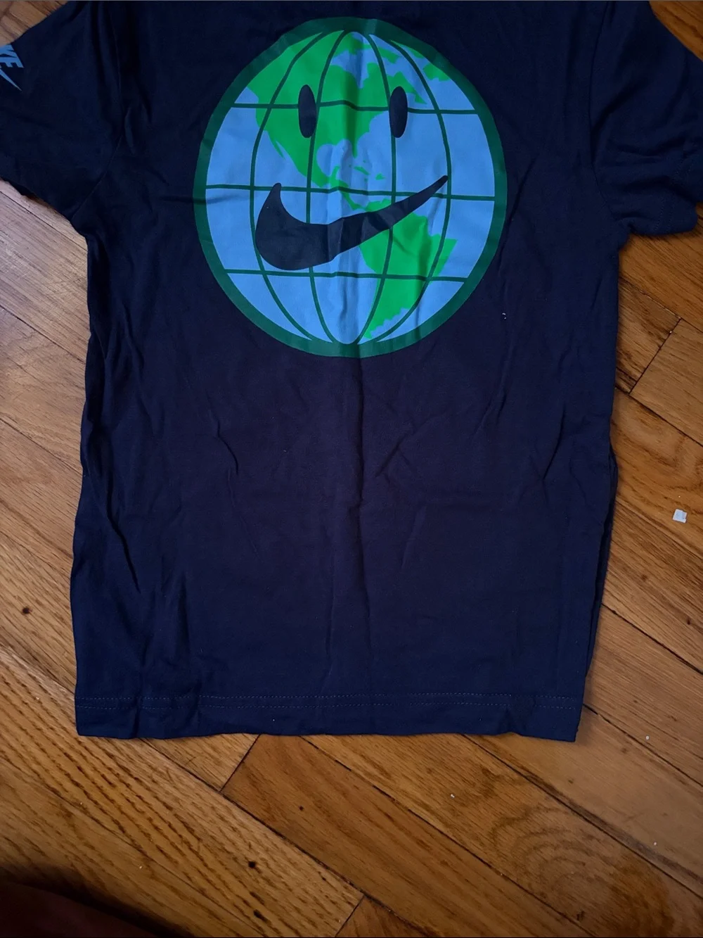 Nike Navy T‑Shirt with Green and White Chest Logo